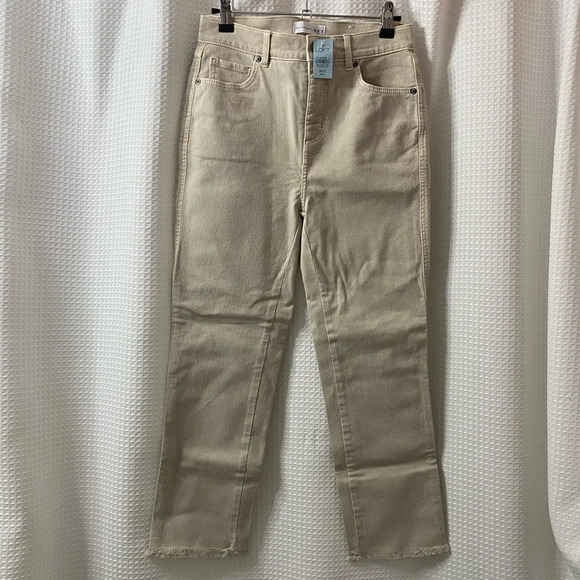 NWT LOFT Frayed High Rise Straight Crop Jeans - Picture 5 of 8